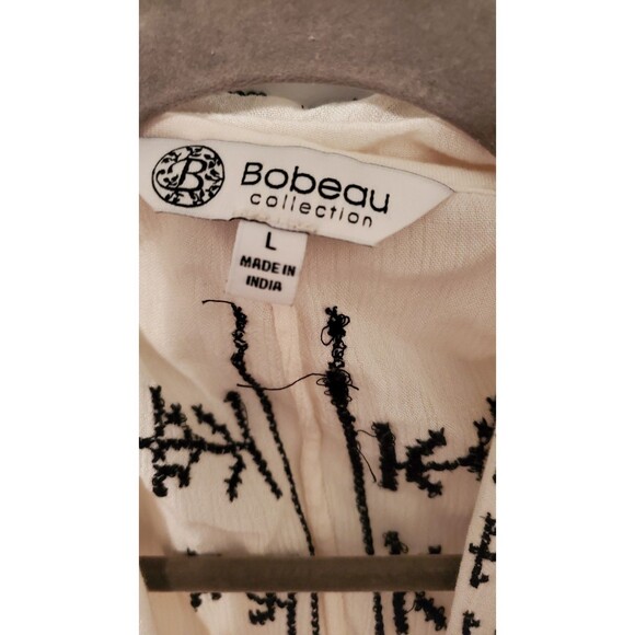 BOBEAU Large Cream Open Front High Low Aztec Design Western Bohemian Cardigan - Picture 4 of 5